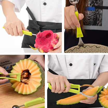 4 in 1 Melon Cutter Scoop Fruit Carving Knife Fruit Cutter Kitchen Gadgets